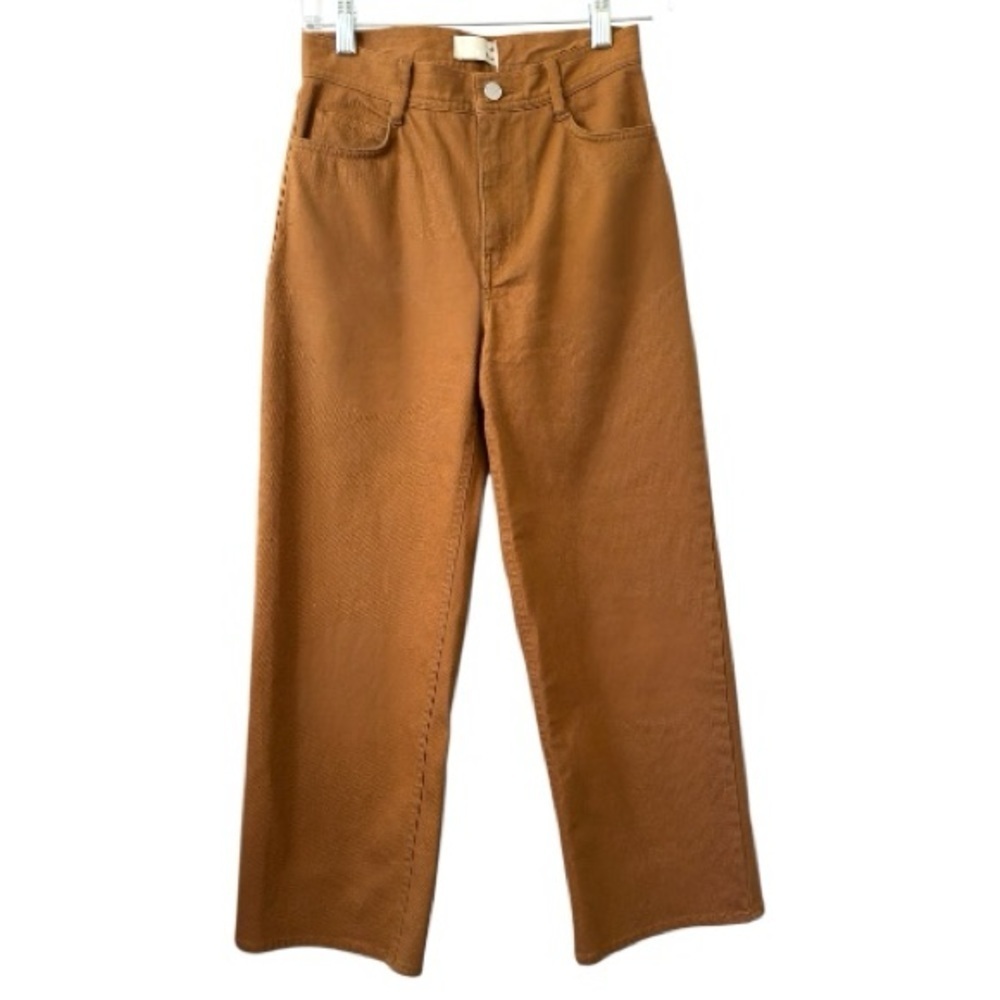 Wilfred Free Aritzia Wide Leg Cropped High Waisted Caramel Brown Jeans Pants